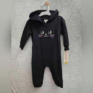 Nwt Baby Unisex Halloween Cat Hooded Black Romper by Cat & Jack